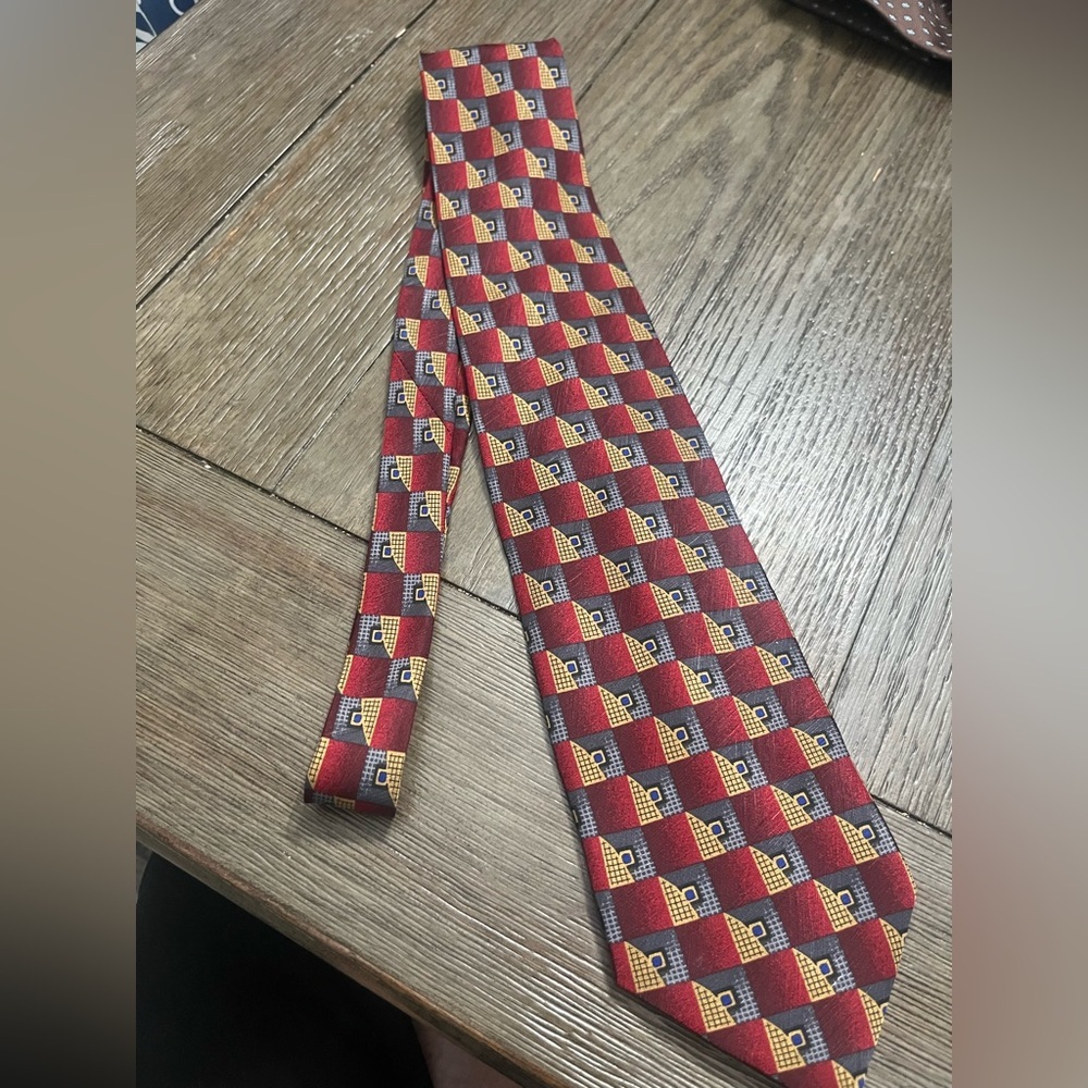 Fratelli Rossetti Red and Yellow Patterned Tie Vintage